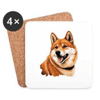 Shiba Inu - Untersetzer (4er-Set) - Weiß - Vorne