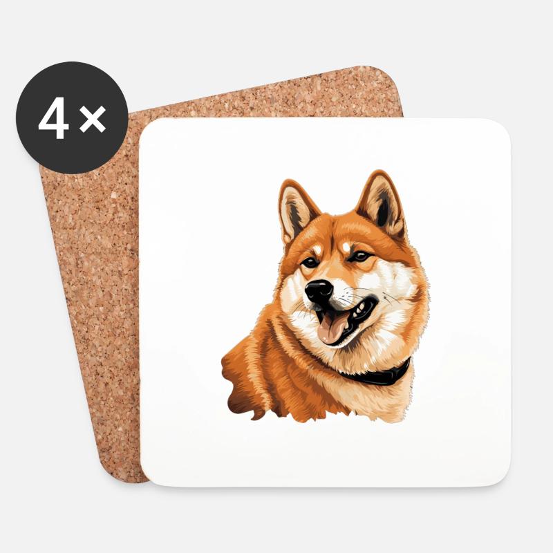 Shiba Inu - Untersetzer (4er-Set) - Weiß
