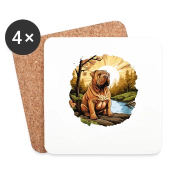 Shar Pei - Untersetzer (4er-Set) - Weiß - Vorne