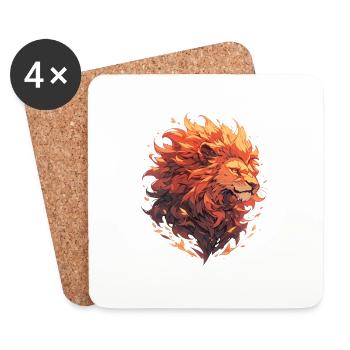 Lion, Chat Sauvage, Tête De Lion, Lion, Bébé, Gros Chat - Dessous de verre (lot de 4) - blanc - Devant