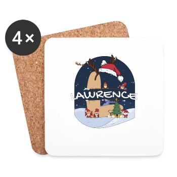 Toller Lawrence-Name mit Weihnachtsmütze im Weihnachtsthema - Untersetzer (4er-Set) - Weiß - Vorne