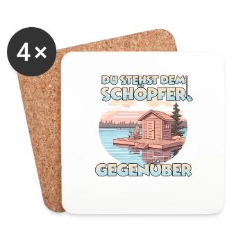 Sauna T finnische Sauna Wellness für Saunagänger - Untersetzer (4er-Set) - Weiß - Vorne