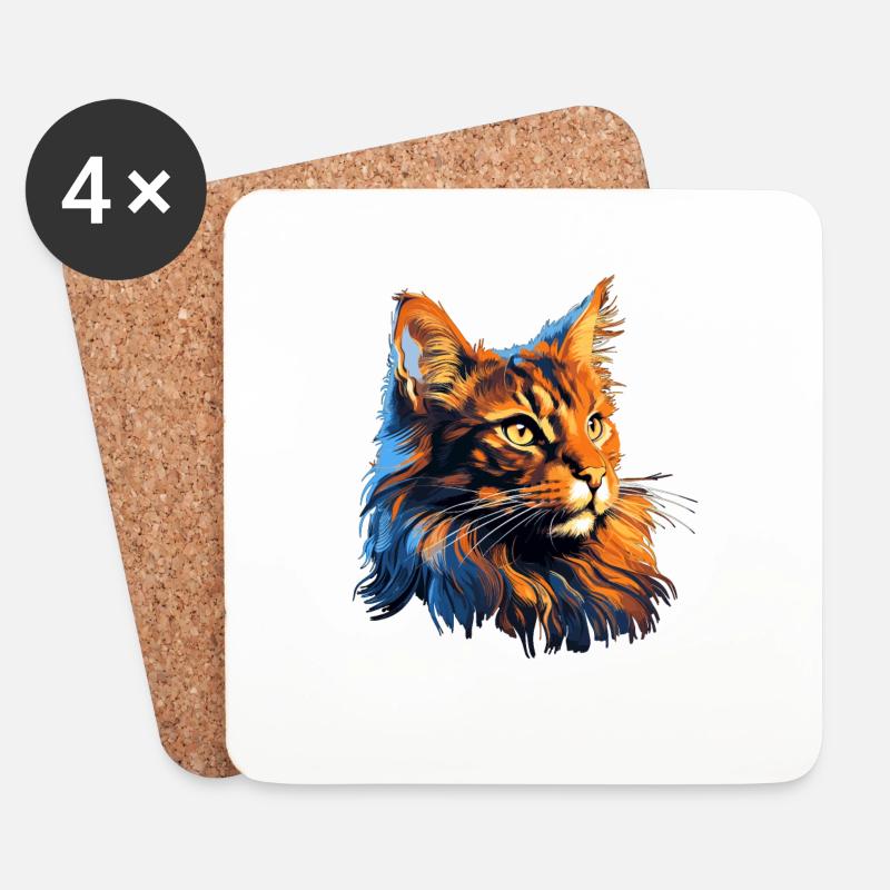 Maine Coon - Untersetzer (4er-Set) - Weiß
