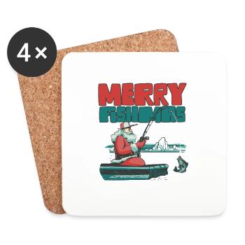 Costume de Noël de pêche Joyeux Fishmas Drôle - Dessous de verre (lot de 4) - blanc - Devant