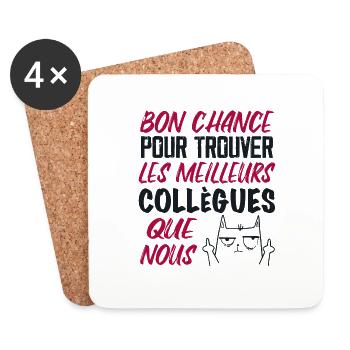 Idée Cadeau Collègue. Départ Collègues Retraite. - Dessous de verre (lot de 4) - blanc - Devant