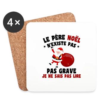 Le Père Noël N'existe Pas - Dessous de verre (lot de 4) - blanc - Devant