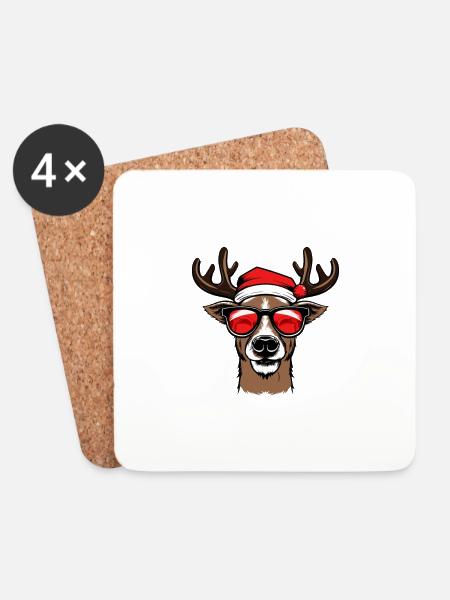Merry Christmas Reindeer Xmas Family Men Women - Coasters (set of 4) - white