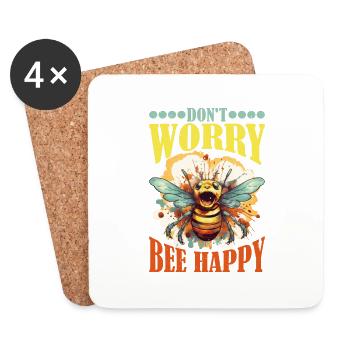 Don't Worry Bee Happy 47 - Coasters (set of 4) - white - Front