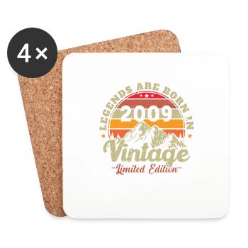 14/15ème Cadeau Anniversaire 2009 Millésime - Dessous de verre (lot de 4) - blanc - Devant