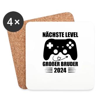 Nächste Level Großer Bruder 2024 - Untersetzer (4er-Set) - Weiß - Vorne