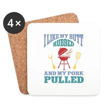 BBQ Pulled Pork Schwein Grill - Untersetzer (4er-Set) - Weiß - Vorne