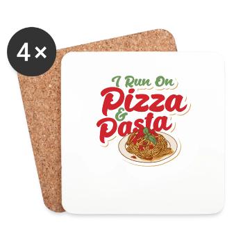 Run On Pizza e Pasta Italian Cuisine Food - Coasters (set of 4) - white - Front