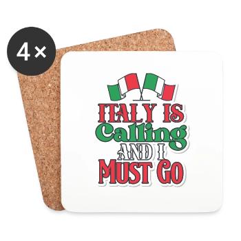 Italie Appel Je dois Aller Italien Maman Chanceuse - Dessous de verre (lot de 4) - blanc - Devant