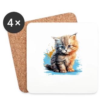 Chat persan Perser Katze - Dessous de verre (lot de 4) - blanc - Devant