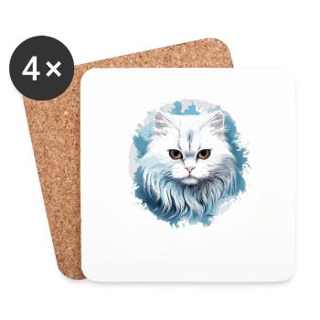 Chat persan Perser Katze - Dessous de verre (lot de 4) - blanc - Devant