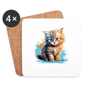Chat persan Perser Katze - Dessous de verre (lot de 4) - blanc - Devant