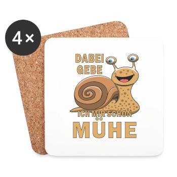 SCHNECKE GEBE MIR MÜHE - Untersetzer (4er-Set) - Weiß - Vorne