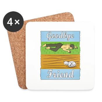 HUMAN, SAD, CAT - Coasters (set of 4) - white - Front