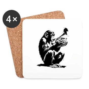 Monkey Orchestra Trumpet Street Art Banksy Stylelet - Coasters (set of 4) - white - Front