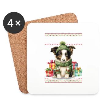 Border Collie Dog Feliz Navidog - Feliz Navidad Ch - Coasters (set of 4) - white - Front