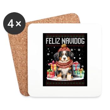 Bernese Dog Feliz Navidog - Feliz Navidad Christma - Coasters (set of 4) - white - Front