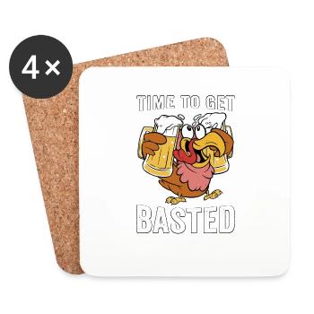 Il est temps de se faire arroser drôle de dinde de Thanksgiving - Dessous de verre (lot de 4) - blanc - Devant
