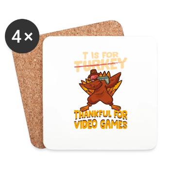 T Is For Thankful For Video Games Thanksgiving - Dessous de verre (lot de 4) - blanc - Devant