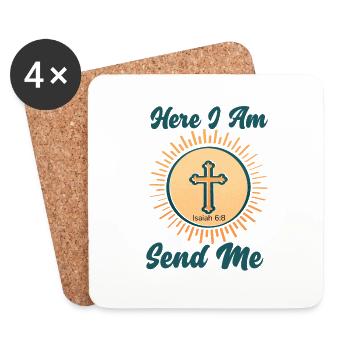 Me voici, envoie-moi Esaïe 6 :8 Enseignant de la Bible - Dessous de verre (lot de 4) - blanc - Devant