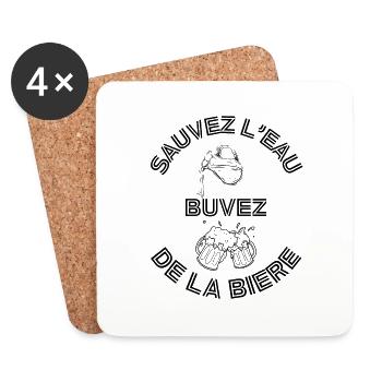 cadeau homme, femme, humour, t-shirt humoristique - Dessous de verre (lot de 4) - blanc - Devant