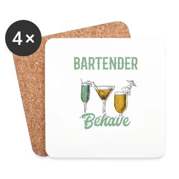 Bartender If You Don't Behave You'll Get 86'd Mixo - Untersetzer (4er-Set) - Weiß - Vorne