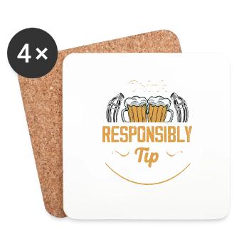 Drink Responsibly Tip Recklessly Barman Cocktail B - Untersetzer (4er-Set) - Weiß - Vorne