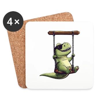 Cool Dino sur les lunettes de soleil Swing T-Rex - Dessous de verre (lot de 4) - blanc - Devant