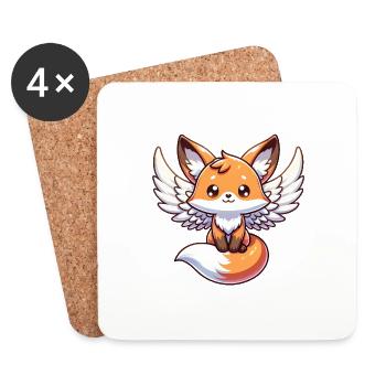 Celestial Red Fox Angel with Wings Mystical - Coasters (set of 4) - white - Front