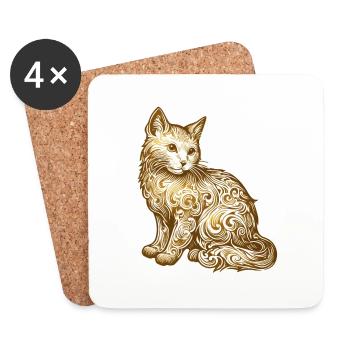 cat - Coasters (set of 4) - white - Front
