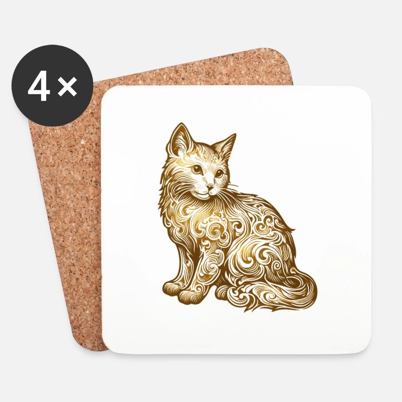 cat - Coasters (set of 4) - white
