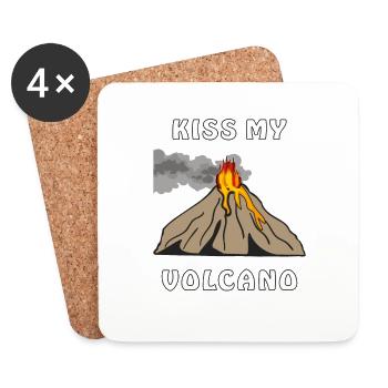KISS MY VOLCANO - Untersetzer (4er-Set) - Weiß - Vorne