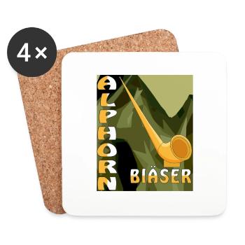 ALPHORN BLÄSER - Untersetzer (4er-Set) - Weiß - Vorne
