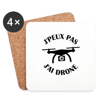 J peux pas j ai Drone - Dessous de verre (lot de 4) - blanc - Devant