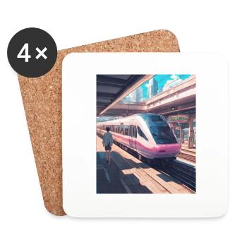 Japan Railway Station Train - Coasters (set of 4) - white - Front