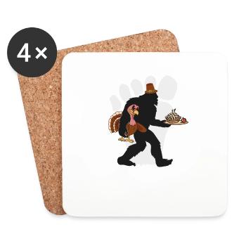 Tarte à la citrouille Bigfoot Pilgrim Turkey pour - Dessous de verre (lot de 4) - blanc - Devant
