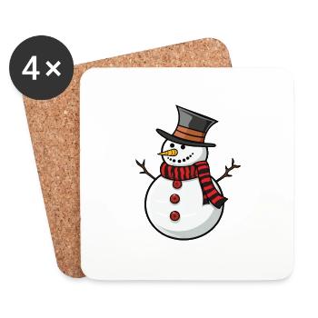 Snowman Winter Christmas - Coasters (set of 4) - white - Front