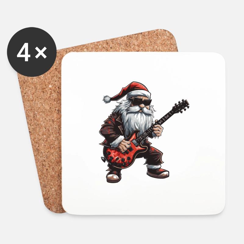 Weihnachtsmann Gitarre Santa - Untersetzer (4er-Set) - Weiß