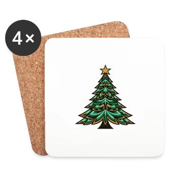 Arbre de Noël Noël - Dessous de verre (lot de 4) - blanc - Devant