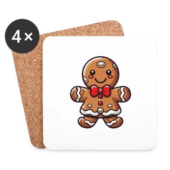 Biscuit de Noël au pain d’épice - Dessous de verre (lot de 4) - blanc - Devant
