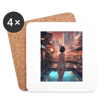Japon - Dessous de verre (lot de 4) - blanc - Devant