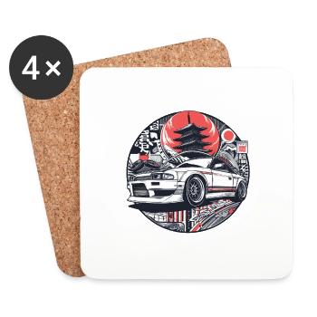 Japanese style car, JDM - Coasters (set of 4) - white - Front