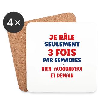 Je rale seulement 3 fois - Dessous de verre (lot de 4) - blanc - Devant
