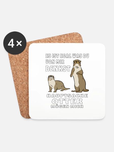 HAUPTSACHE OTTER MÖGEN MICH - Untersetzer (4er-Set) - Weiß