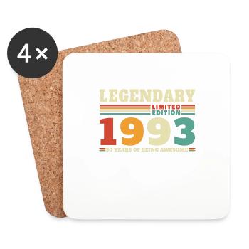 Légendaire depuis 1993 Vintage Vintage Anniversaire - Dessous de verre (lot de 4) - blanc - Devant