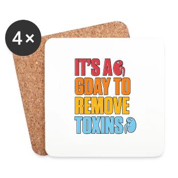 It's A Gday To Remove Toxins Dialysis - Coasters (set of 4) - white - Front